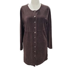 Vintage Liz & Co Liz Claiborne women's brown velvet dress tunic, L Corduroy